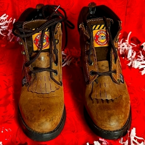 Justin Juniors‎ Brown Lace Up Work Boots. Bilbo Lite Size 3 1/2 D